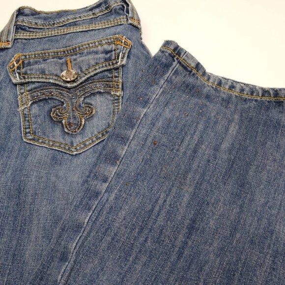 VF Jeanswear Women's 3x34 Low Rise Flared Legs With Silver & Gold Mini-Studs EUC - Picture 9 of 12